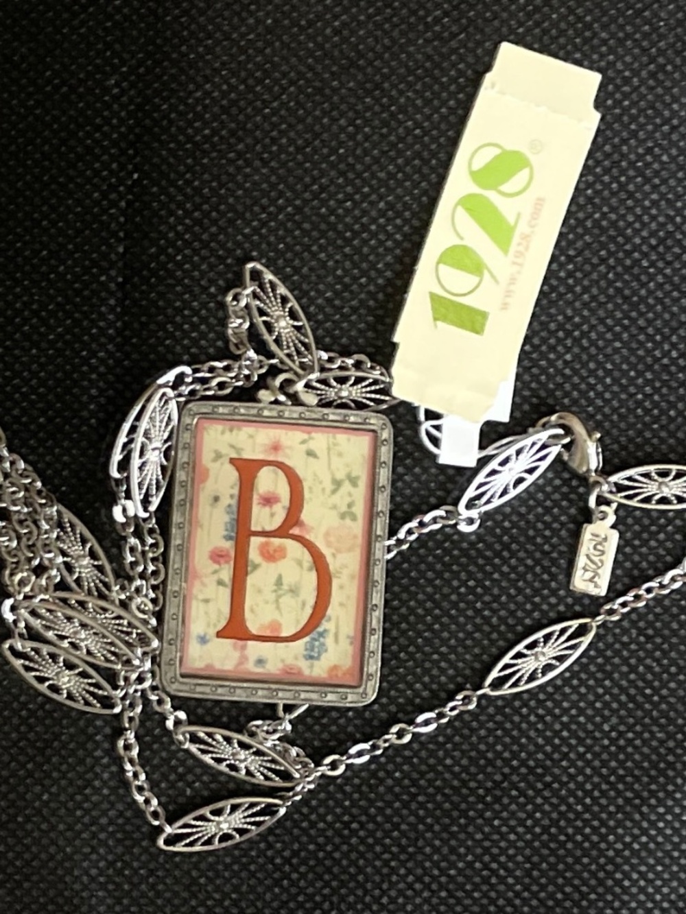 1928 Jewelry Co. NWT Floral Initial "B" Pendant Necklace - 30" Long Chain